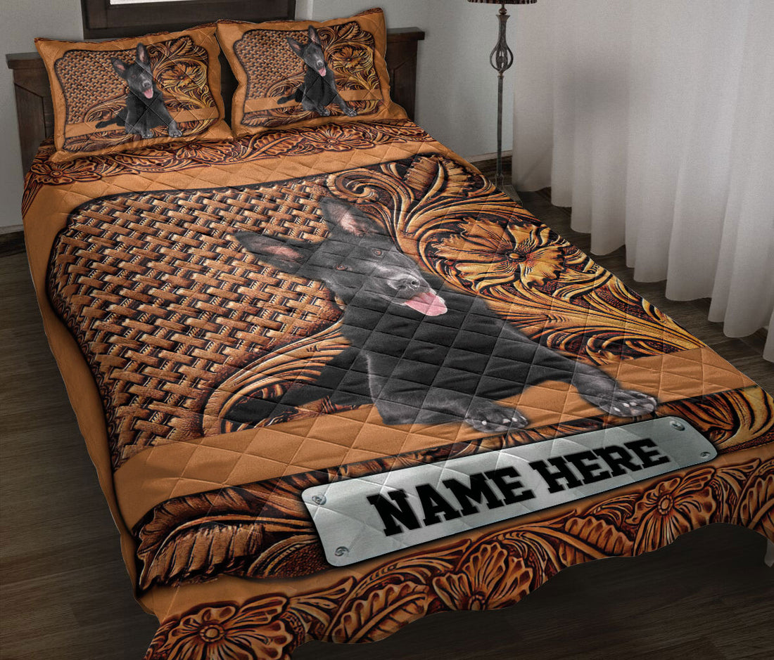 Ohaprints-Quilt-Bed-Set-Pillowcase-Black-German-Shepherd-Sculpture-Wood-Custom-Personalized-Name-Blanket-Bedspread-Bedding-3730-Throw (55'' x 60'')