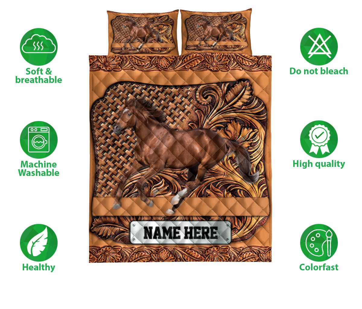 Ohaprints-Quilt-Bed-Set-Pillowcase-Horse-Sculpture-Wood-Pattern-Unique-Gifts-Custom-Personalized-Name-Blanket-Bedspread-Bedding-3621-Double (70'' x 80'')