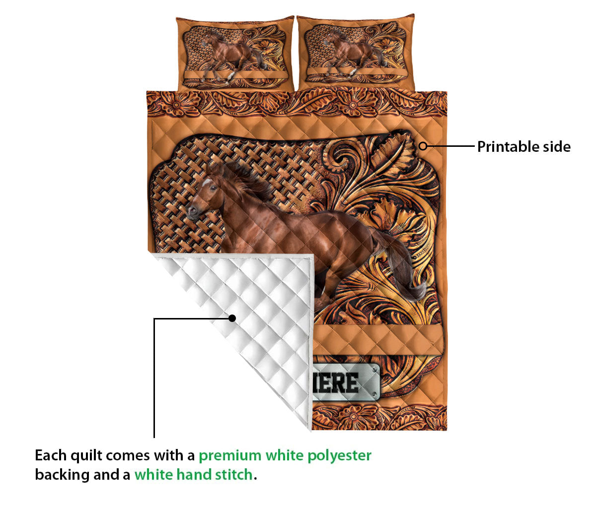 Ohaprints-Quilt-Bed-Set-Pillowcase-Horse-Sculpture-Wood-Pattern-Unique-Gifts-Custom-Personalized-Name-Blanket-Bedspread-Bedding-3621-Queen (80'' x 90'')