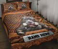 Ohaprints-Quilt-Bed-Set-Pillowcase-Pitbull-Dog-Sculpture-Wood-Pattern-Gift-Custom-Personalized-Name-Blanket-Bedspread-Bedding-3733-Throw (55'' x 60'')