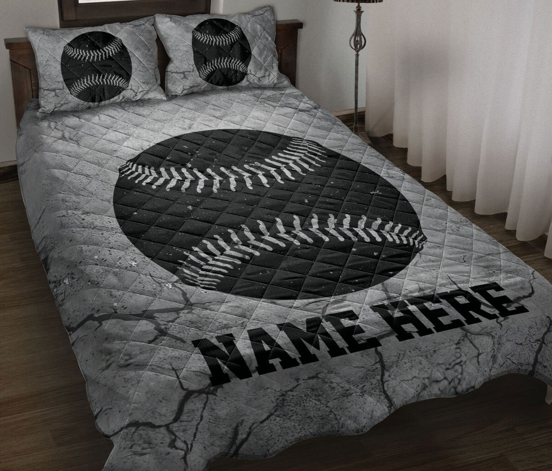 Ohaprints-Quilt-Bed-Set-Pillowcase-Baseball-Ball-Crack-Gray-Pattern-Custom-Personalized-Name-Blanket-Bedspread-Bedding-3195-Throw (55'' x 60'')