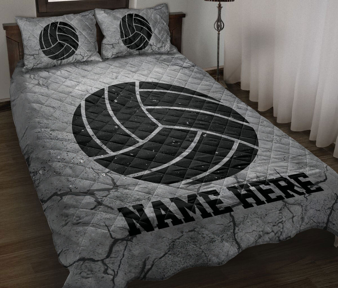 Ohaprints-Quilt-Bed-Set-Pillowcase-Volleyball-Ball-Crack-Gray-Pattern-Custom-Personalized-Name-Blanket-Bedspread-Bedding-3424-Throw (55'' x 60'')