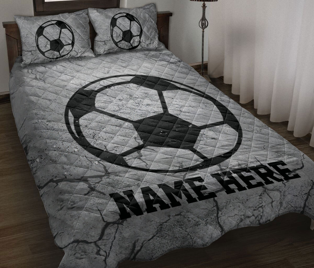 Ohaprints-Quilt-Bed-Set-Pillowcase-Soccer-Ball-Crack-Gray-Pattern-Custom-Personalized-Name-Blanket-Bedspread-Bedding-3373-Throw (55'' x 60'')