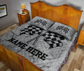 Ohaprints-Quilt-Bed-Set-Pillowcase-Racing-Checkered-Flag-Crack-Gray-Pattern-Custom-Personalized-Name-Blanket-Bedspread-Bedding-3350-King (90'' x 100'')