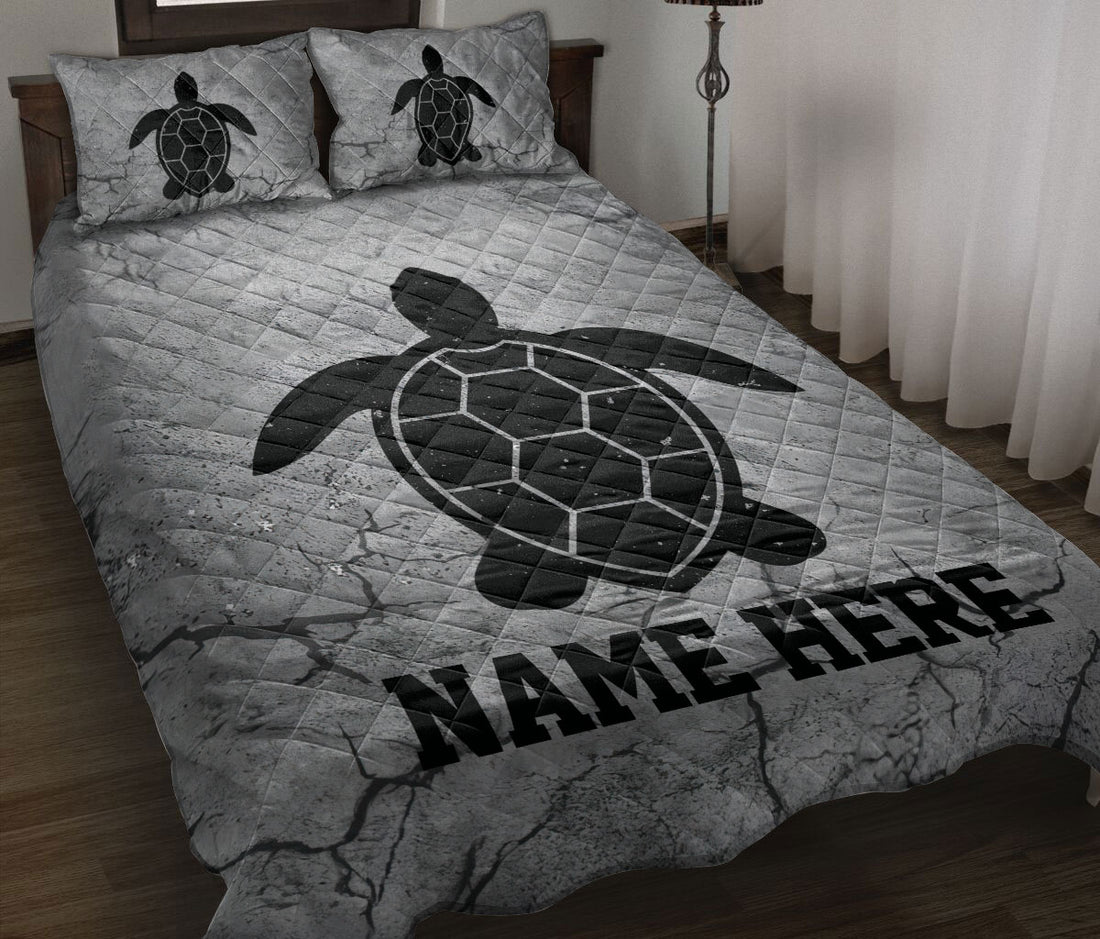 Ohaprints-Quilt-Bed-Set-Pillowcase-Turtle-Crack-Gray-Pattern-Unique-Gifts-Custom-Personalized-Name-Blanket-Bedspread-Bedding-3676-Throw (55'' x 60'')