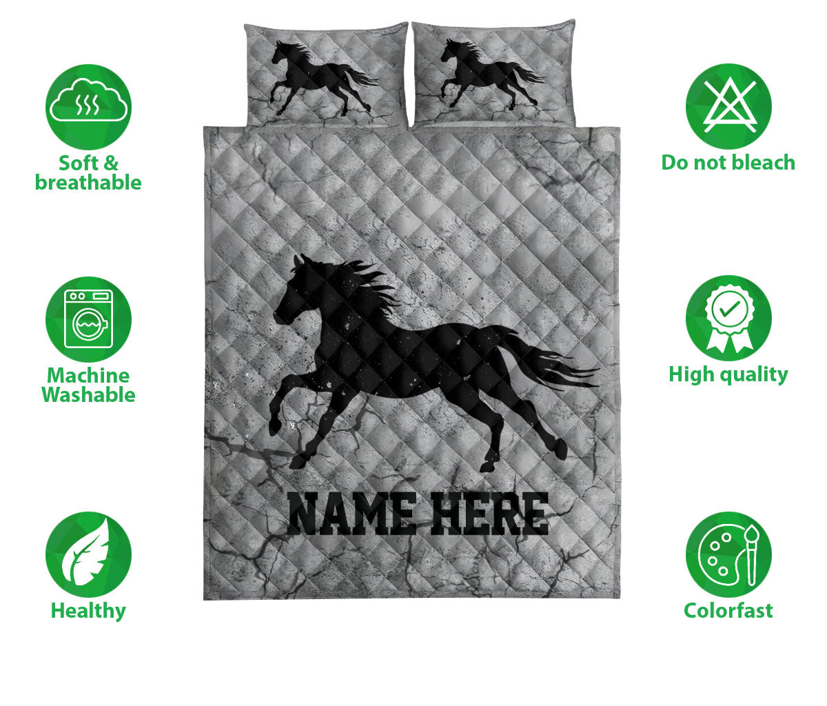 Ohaprints-Quilt-Bed-Set-Pillowcase-Horse-Crack-Gray-Pattern-Unique-Gifts-Custom-Personalized-Name-Blanket-Bedspread-Bedding-3622-Double (70'' x 80'')