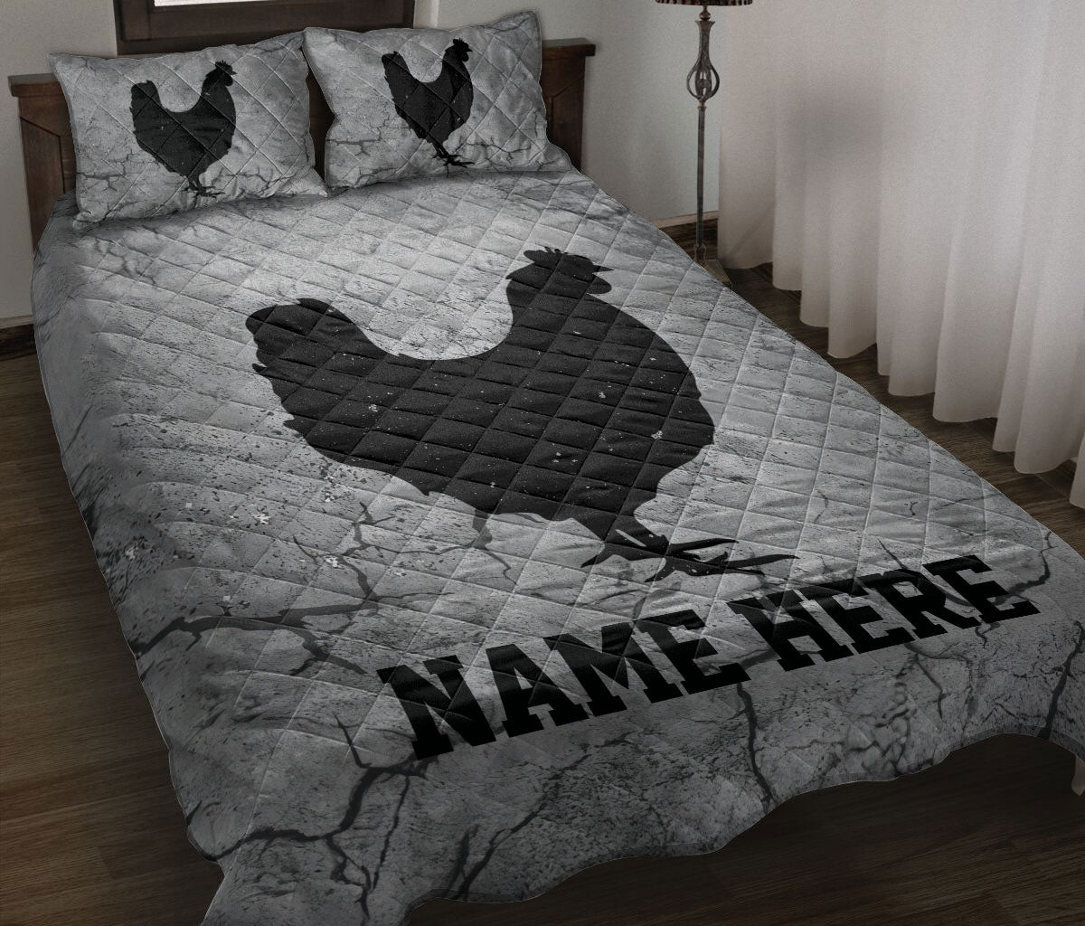 Ohaprints-Quilt-Bed-Set-Pillowcase-Chicken-Crack-Gray-Pattern-Unique-Gifts-Custom-Personalized-Name-Blanket-Bedspread-Bedding-3595-Throw (55'' x 60'')