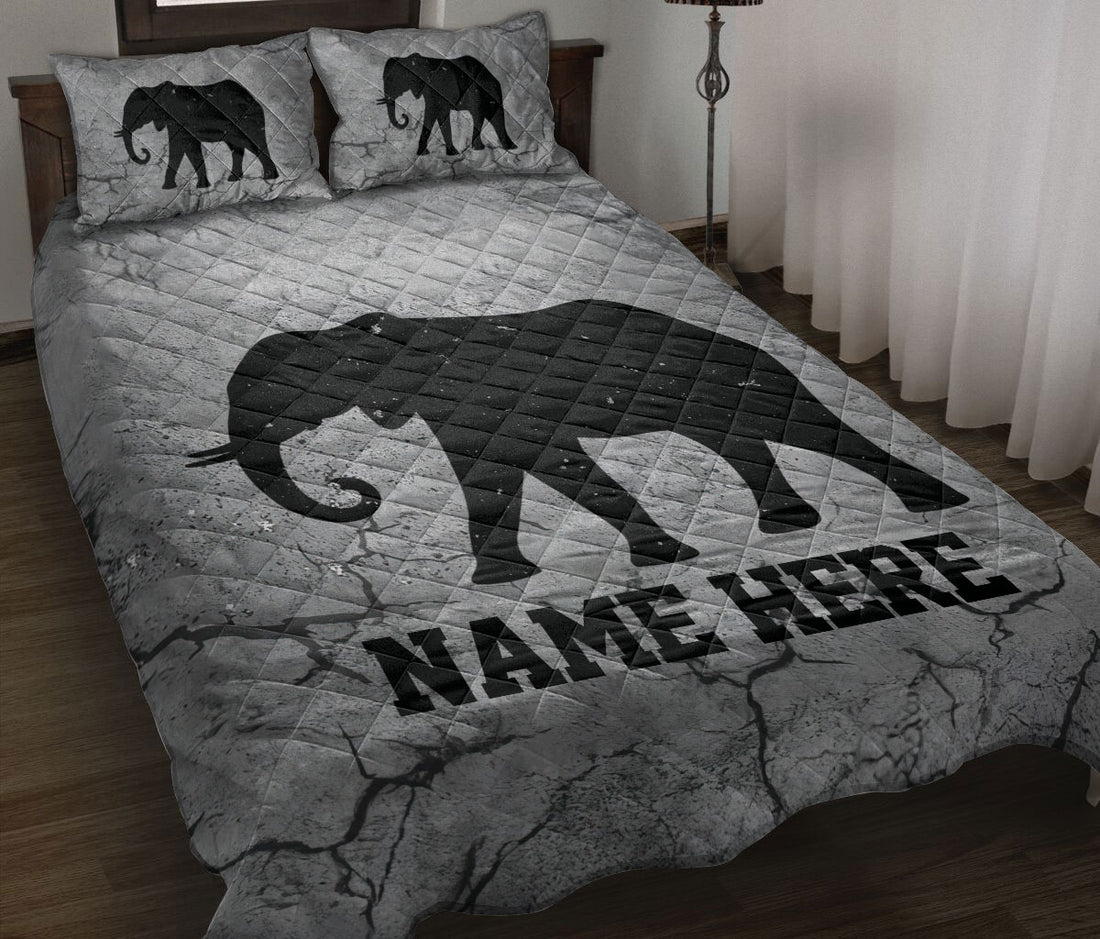 Ohaprints-Quilt-Bed-Set-Pillowcase-Elephant-Crack-Gray-Pattern-Unique-Gifts-Custom-Personalized-Name-Blanket-Bedspread-Bedding-3671-Throw (55'' x 60'')