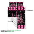 Ohaprints-Quilt-Bed-Set-Pillowcase-Breast-Cancer-Awareness-Christmas-Tree-Snowflake-Pink-Ribbon-Blanket-Bedspread-Bedding-3834-Queen (80'' x 90'')