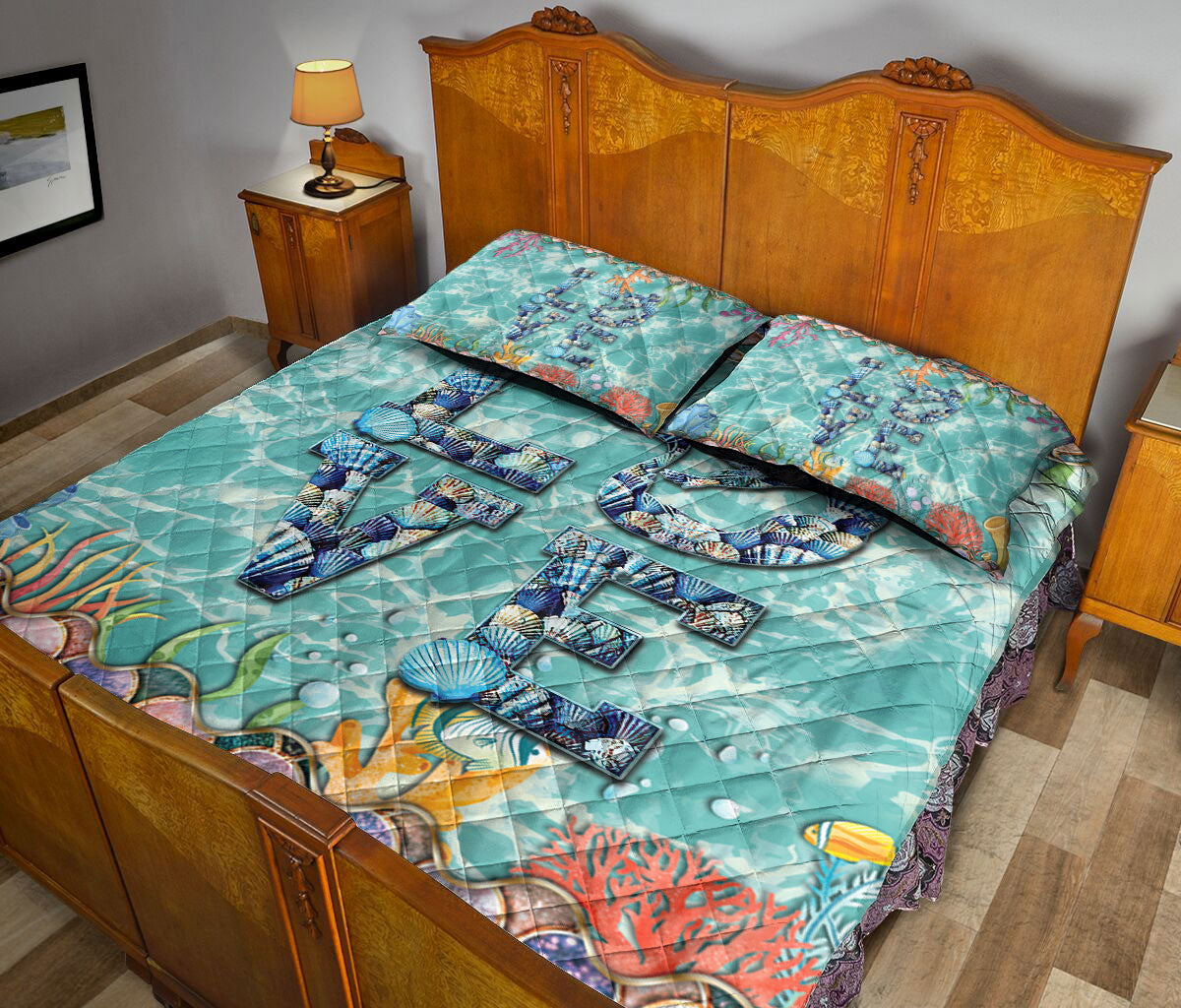 Ohaprints-Quilt-Bed-Set-Pillowcase-Love-Mermaid-Bling-Make-Waves-Blanket-Bedspread-Bedding-879-Queen (80'' x 90'')