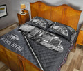 Ohaprints-Quilt-Bed-Set-Pillowcase-Gray-Truck-Driver-Trucker-Silver-Metal-Custom-Personalized-Name-Blanket-Bedspread-Bedding-3527-King (90'' x 100'')