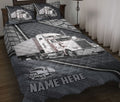 Ohaprints-Quilt-Bed-Set-Pillowcase-White-Truck-Driver-Trucker-Silver-Metal-Custom-Personalized-Name-Blanket-Bedspread-Bedding-3531-Throw (55'' x 60'')