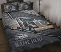 Ohaprints-Quilt-Bed-Set-Pillowcase-Black-Truck-Driver-Trucker-Silver-Metal-Custom-Personalized-Name-Blanket-Bedspread-Bedding-3536-Throw (55'' x 60'')