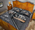 Ohaprints-Quilt-Bed-Set-Pillowcase-Black-Truck-Driver-Trucker-Silver-Metal-Custom-Personalized-Name-Blanket-Bedspread-Bedding-3536-King (90'' x 100'')