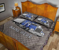 Ohaprints-Quilt-Bed-Set-Pillowcase-Blue-Truck-Brown-Pattern-Trucker-Driver-Custom-Personalized-Name-Blanket-Bedspread-Bedding-3542-King (90'' x 100'')