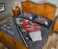 Ohaprints-Quilt-Bed-Set-Pillowcase-Red-Truck-Gray-Metal-Trucker-Truck-Driver-Custom-Personalized-Name-Blanket-Bedspread-Bedding-3553-King (90'' x 100'')