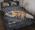 Ohaprints-Quilt-Bed-Set-Pillowcase-Orange-Truck-Gray-Metal-Trucker-Driver-Custom-Personalized-Name-Blanket-Bedspread-Bedding-3554-Throw (55'' x 60'')