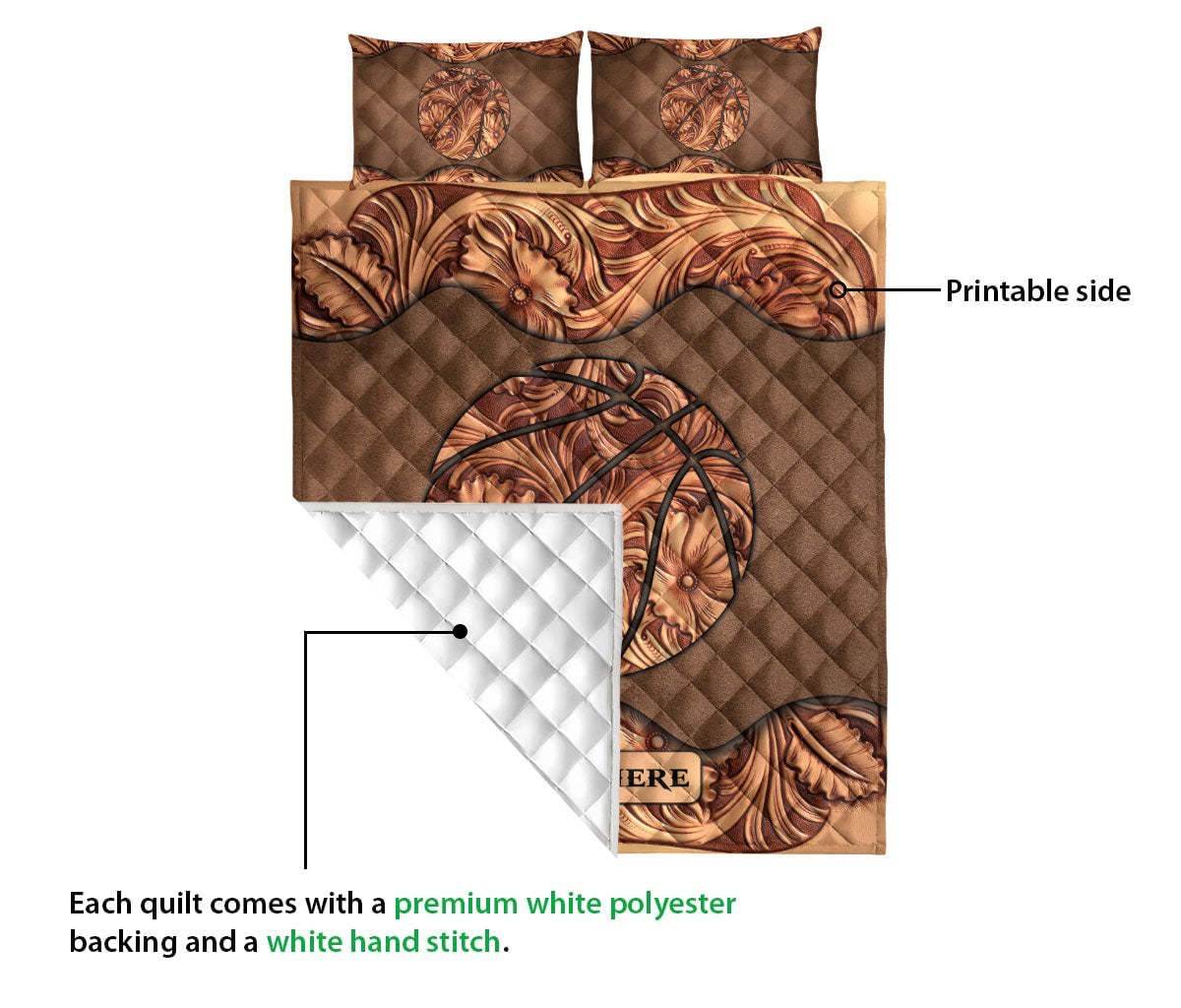 Ohaprints-Quilt-Bed-Set-Pillowcase-Wood-Basketball-Sculpture-Pattern-Gifts-Custom-Personalized-Name-Blanket-Bedspread-Bedding-3406-Queen (80'' x 90'')