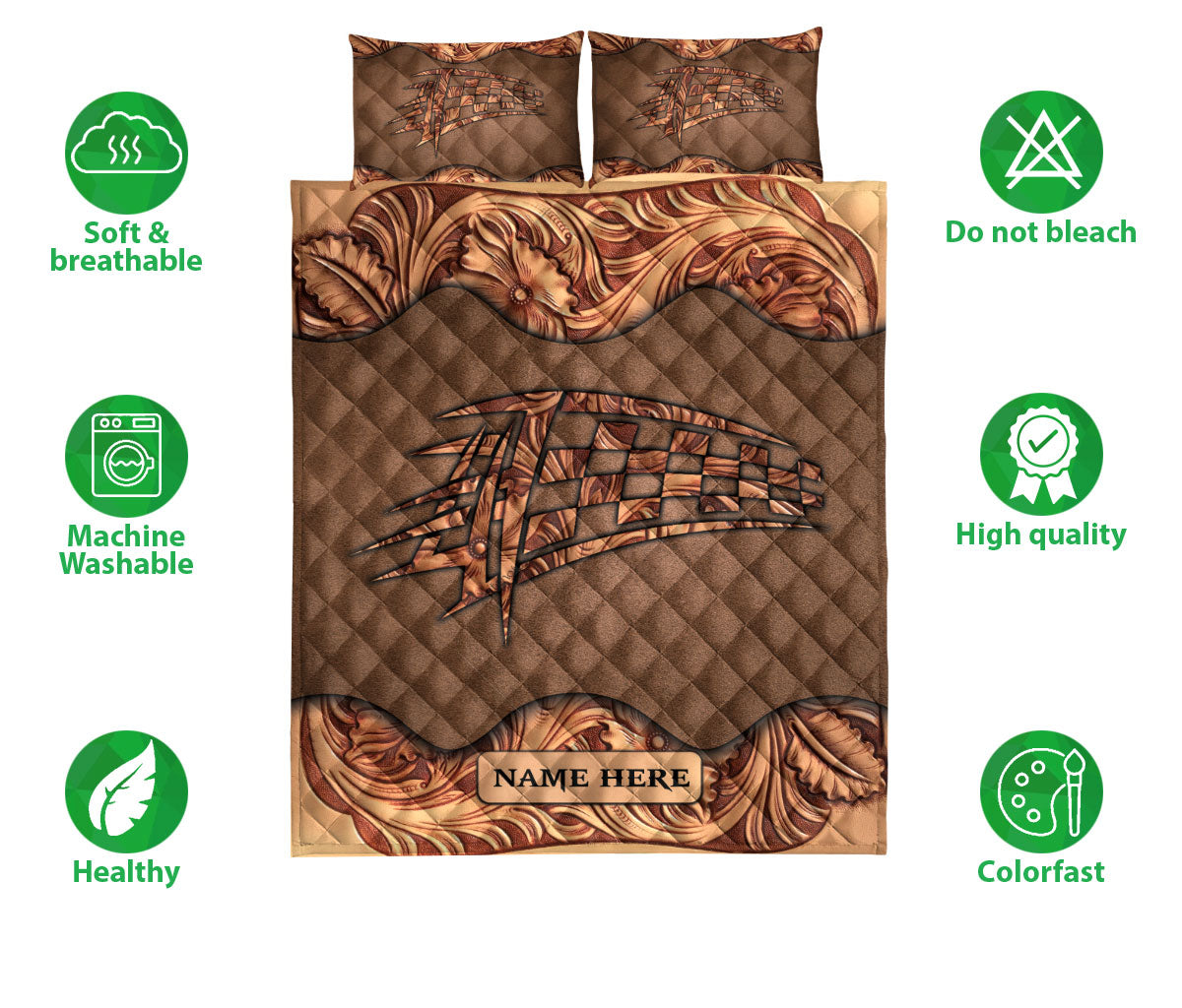 Ohaprints-Quilt-Bed-Set-Pillowcase-Wood-Racing-Sculpture-Pattern-Unique-Gifts-Custom-Personalized-Name-Blanket-Bedspread-Bedding-3351-Double (70'' x 80'')