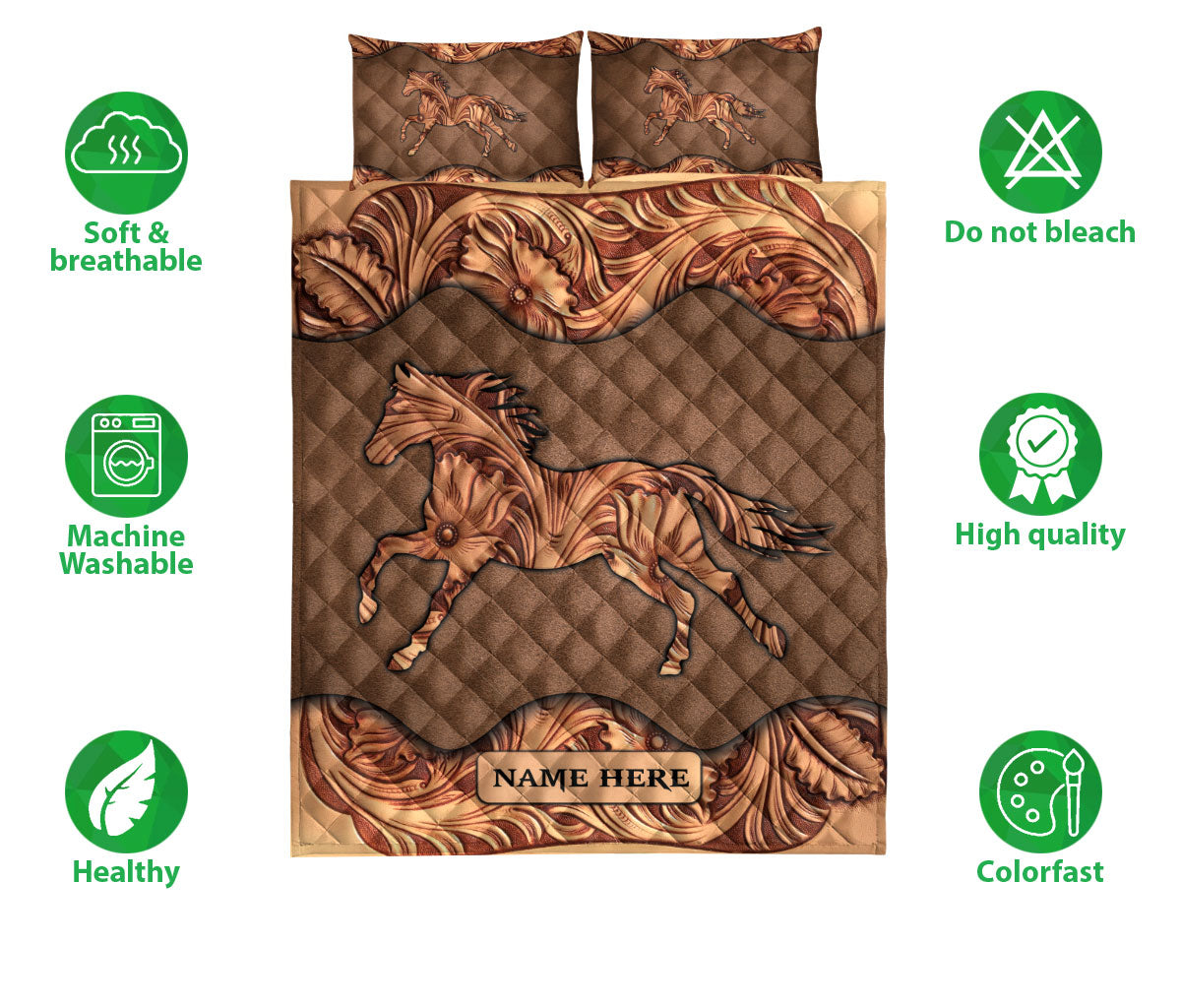 Ohaprints-Quilt-Bed-Set-Pillowcase-Wood-Horse-Sculpture-Pattern-Unique-Gifts-Custom-Personalized-Name-Blanket-Bedspread-Bedding-3623-Double (70'' x 80'')