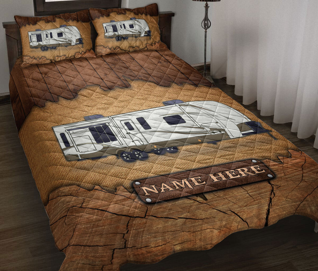 Ohaprints-Quilt-Bed-Set-Pillowcase-Camping-Camper-Travel-Trailer-Crack-Wood-Custom-Personalized-Name-Blanket-Bedspread-Bedding-3702-Throw (55'' x 60'')