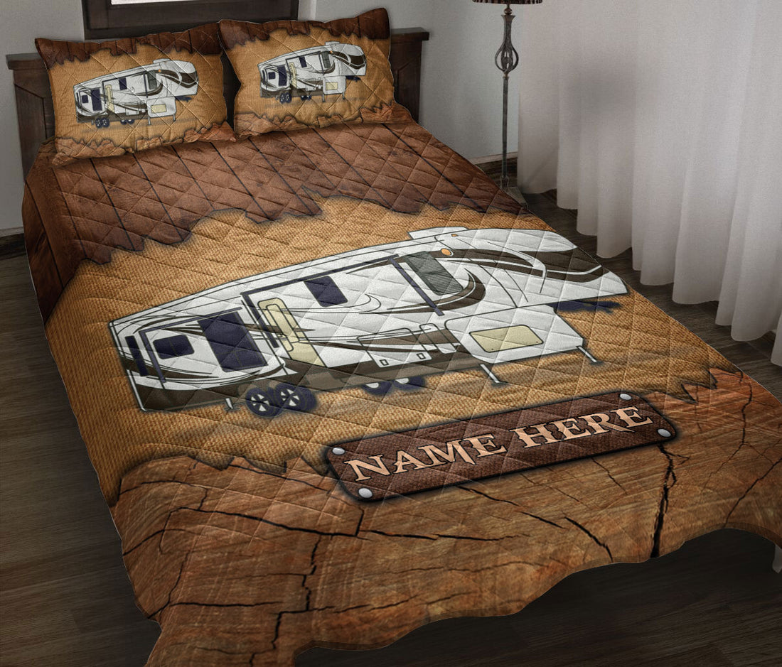 Ohaprints-Quilt-Bed-Set-Pillowcase-Camping-Camper-5Th-Wheel-Crack-Wood-Custom-Personalized-Name-Blanket-Bedspread-Bedding-3704-Throw (55'' x 60'')