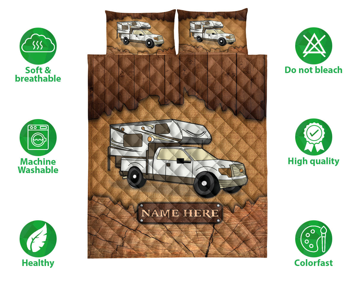 Ohaprints-Quilt-Bed-Set-Pillowcase-Camping-Truck-Camper-Crack-Wood-Custom-Personalized-Name-Blanket-Bedspread-Bedding-3708-Double (70'' x 80'')