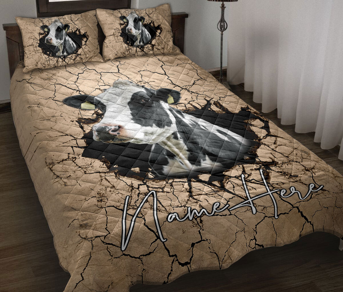 Ohaprints-Quilt-Bed-Set-Pillowcase-Cow-Farm-Animal-Crack-Earth-Unique-Gifts-Custom-Personalized-Name-Blanket-Bedspread-Bedding-3718-Throw (55'' x 60'')