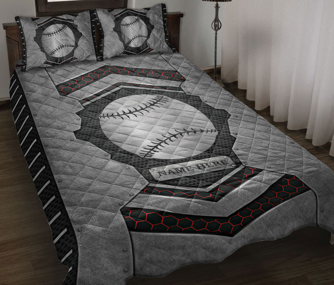 Ohaprints-Quilt-Bed-Set-Pillowcase-Softball-Carbon-Stone-Metal-Silver-Custom-Personalized-Name-Blanket-Bedspread-Bedding-3106-Throw (55'' x 60'')