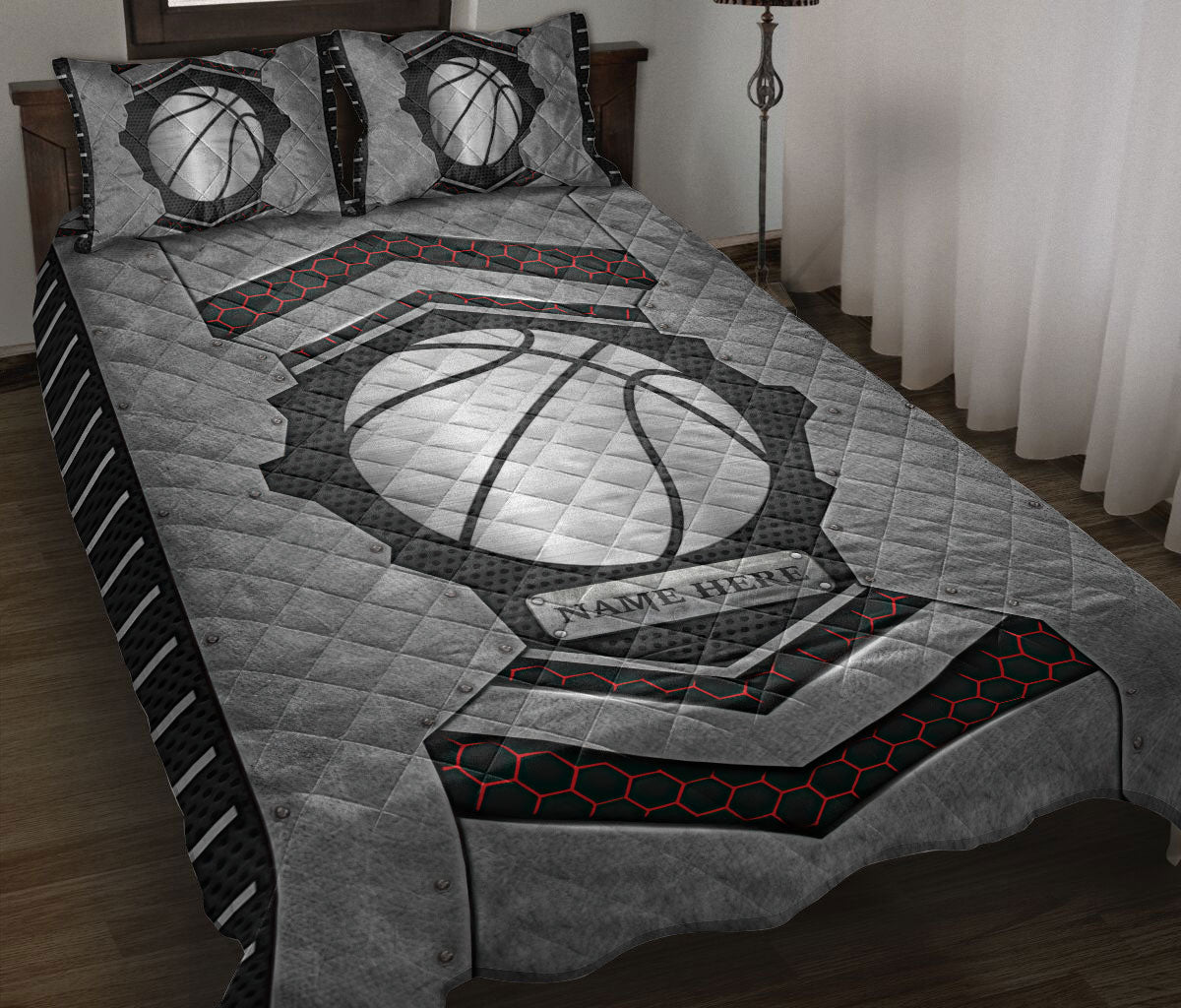 Ohaprints-Quilt-Bed-Set-Pillowcase-Basketball-Carbon-Stone-Metal-Silver-Custom-Personalized-Name-Blanket-Bedspread-Bedding-3407-Throw (55'' x 60'')