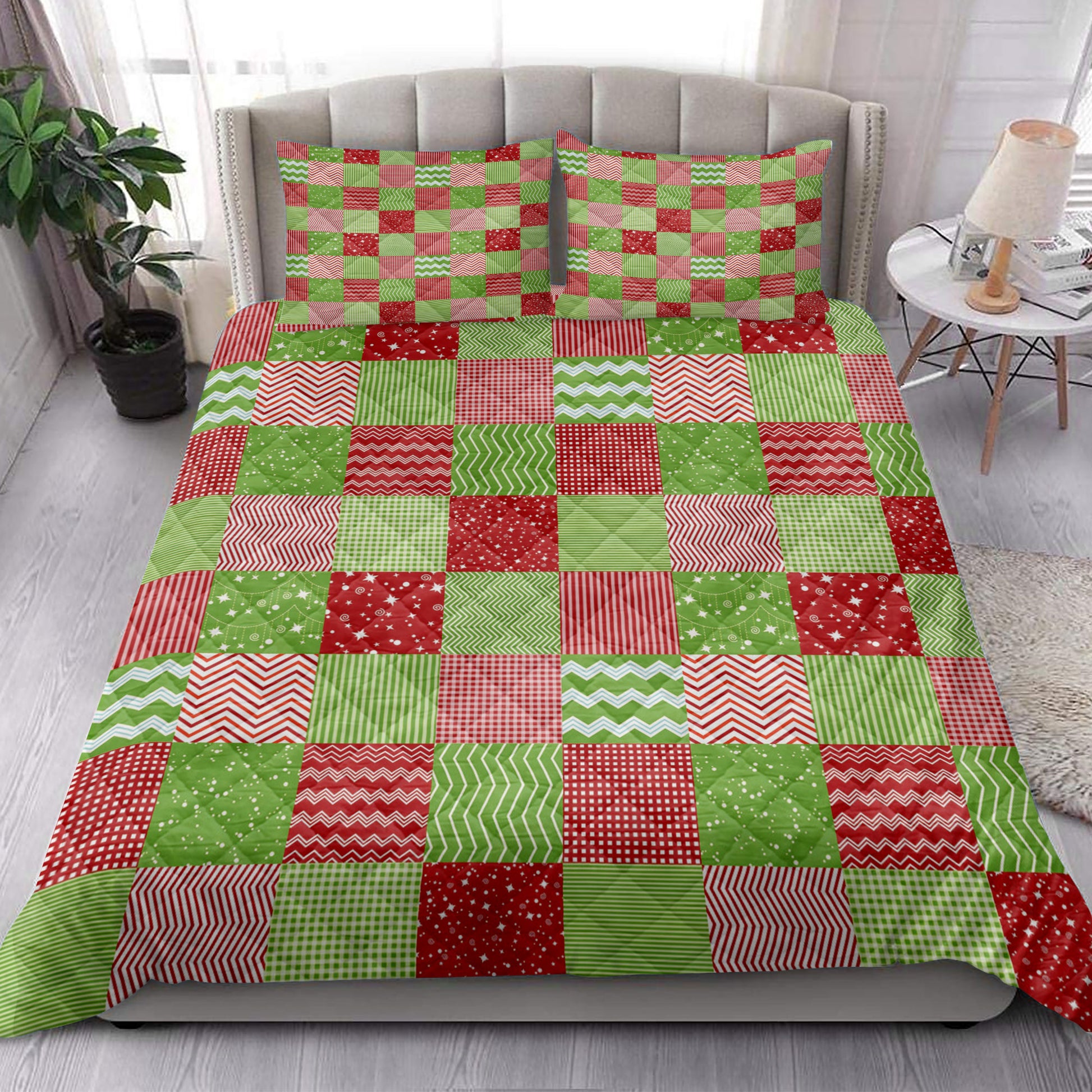 Ohaprints-Quilt-Bed-Set-Pillowcase-Christmas-Pattern-Patchwork-Merry-Christmas-Xmas-Holiday-Unique-Gift-Blanket-Bedspread-Bedding-3911-King (90'' x 100'')