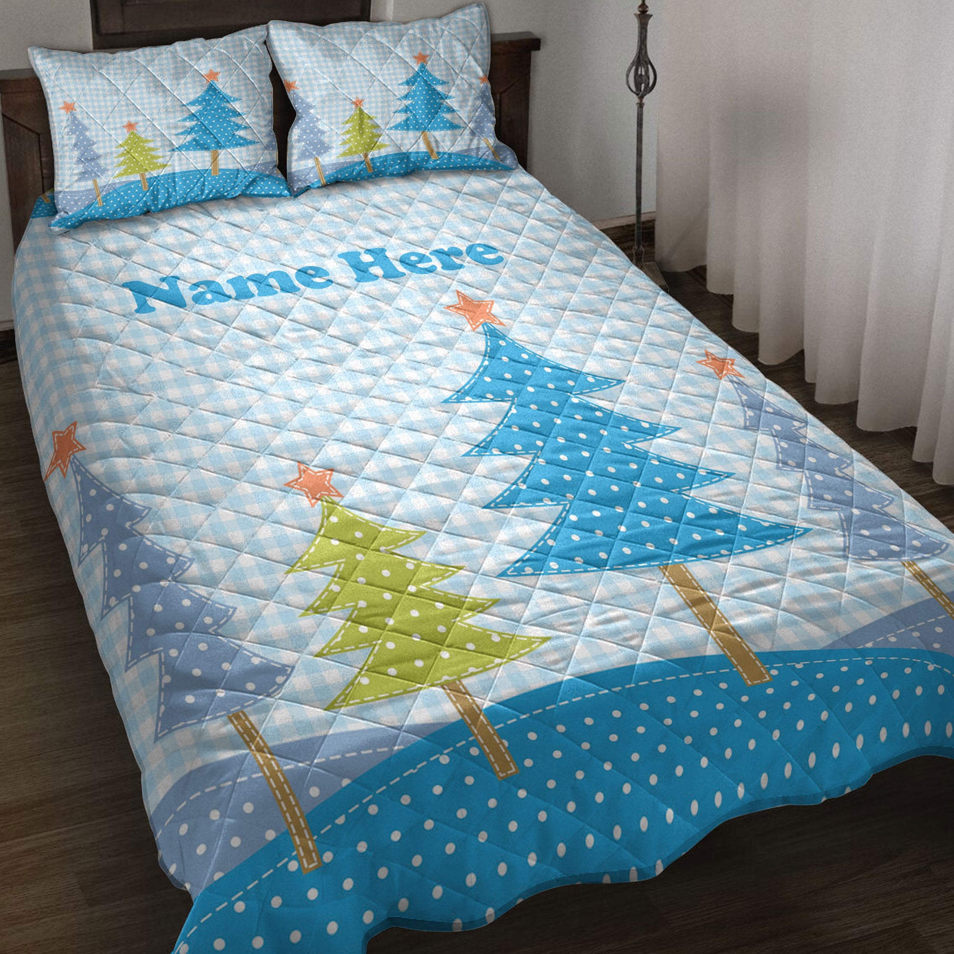 Ohaprints-Quilt-Bed-Set-Pillowcase-Christmas-Trees-Patchwork-Style-Snowflake-Xmas-Holiday-Unique-Gifts-Blanket-Bedspread-Bedding-3912-Throw (55'' x 60'')