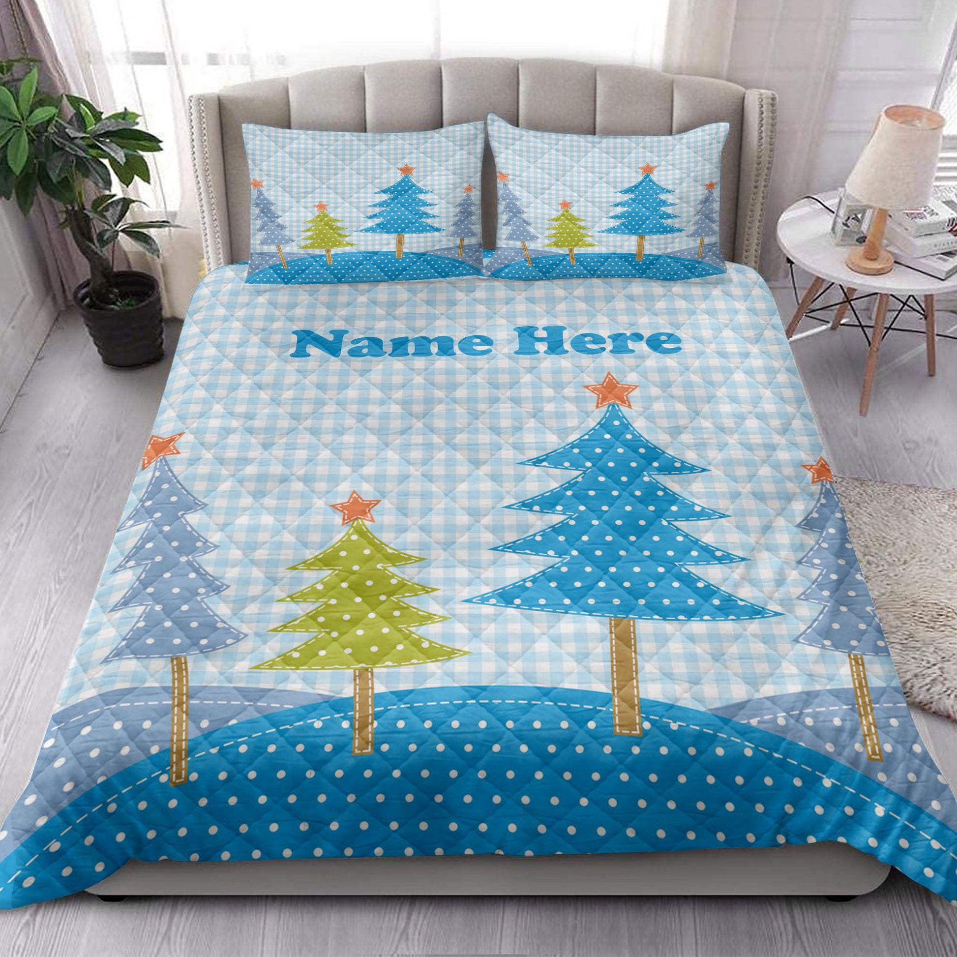 Ohaprints-Quilt-Bed-Set-Pillowcase-Christmas-Trees-Patchwork-Style-Snowflake-Xmas-Holiday-Unique-Gifts-Blanket-Bedspread-Bedding-3912-King (90'' x 100'')