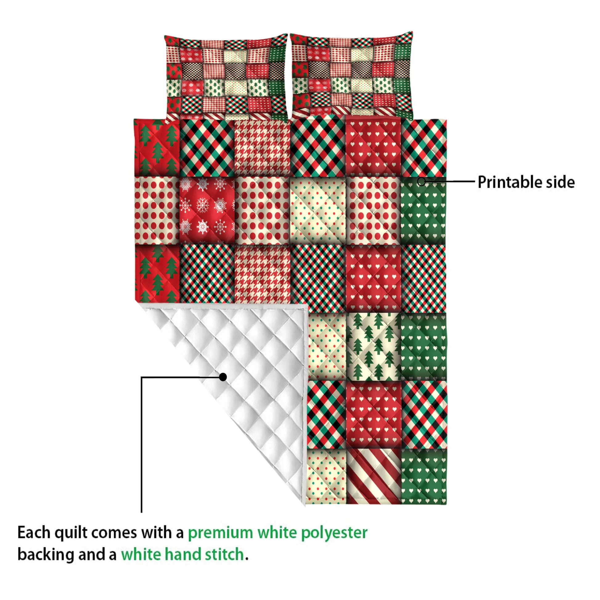 Ohaprints-Quilt-Bed-Set-Pillowcase-Christmas-Seamless-Patchwork-Pattern-Plaid-Xmas-Holiday-Unique-Gifts-Blanket-Bedspread-Bedding-3914-Queen (80'' x 90'')