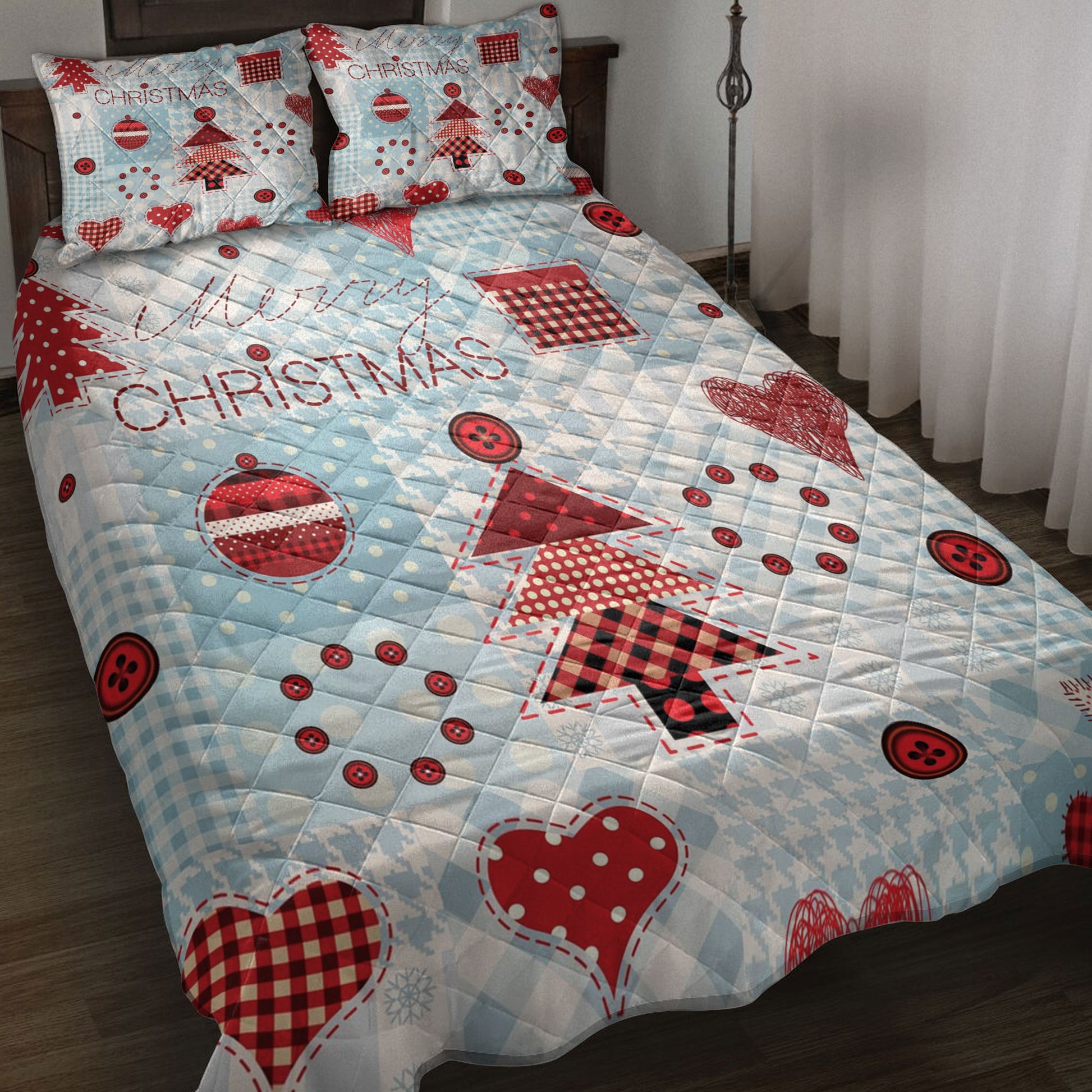 Ohaprints-Quilt-Bed-Set-Pillowcase-Merry-Christmas-Snowflake-Heart-Red-Pattern-Xmas-Holiday-Gift-Blanket-Bedspread-Bedding-3916-Throw (55'' x 60'')