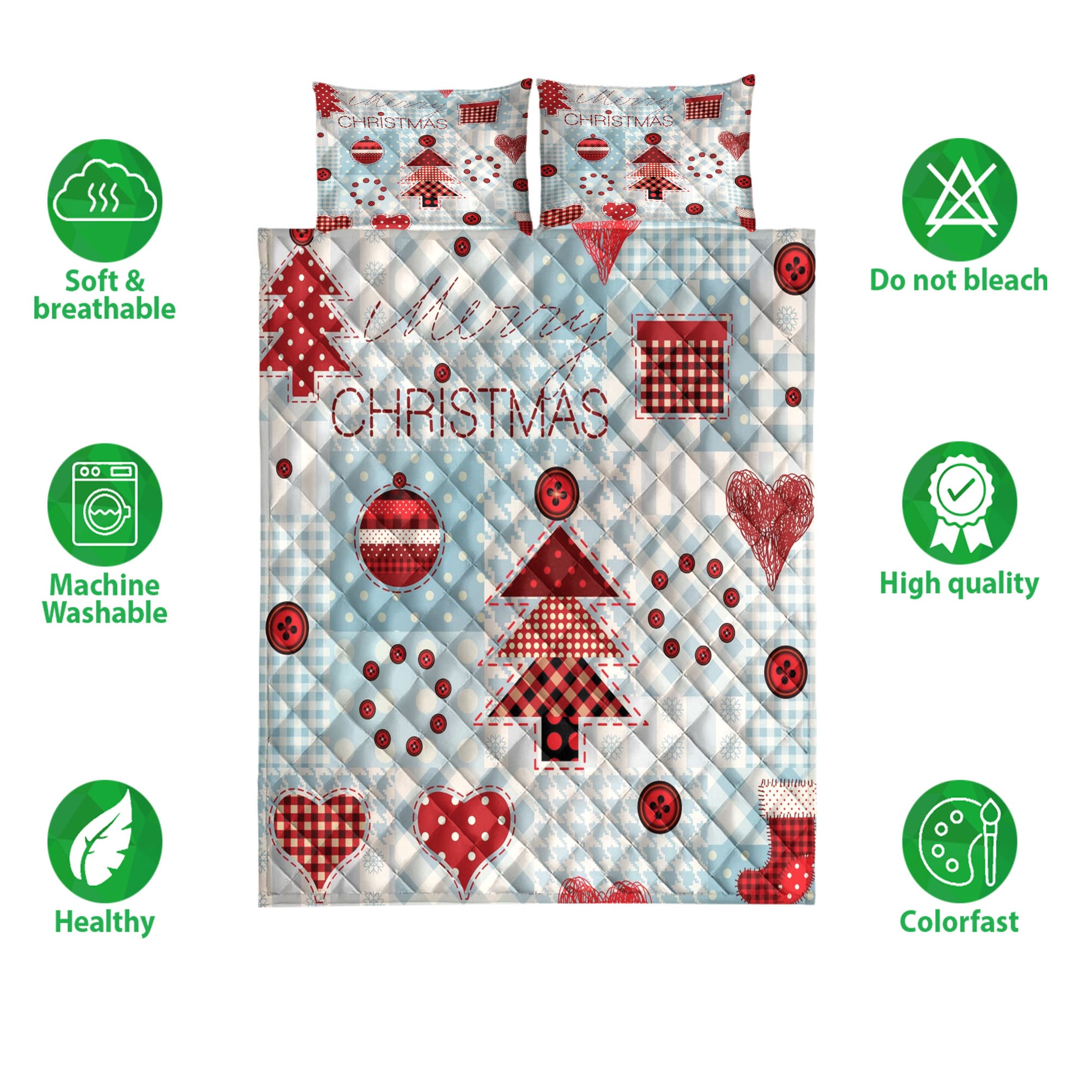 Ohaprints-Quilt-Bed-Set-Pillowcase-Merry-Christmas-Snowflake-Heart-Red-Pattern-Xmas-Holiday-Gift-Blanket-Bedspread-Bedding-3916-Double (70'' x 80'')