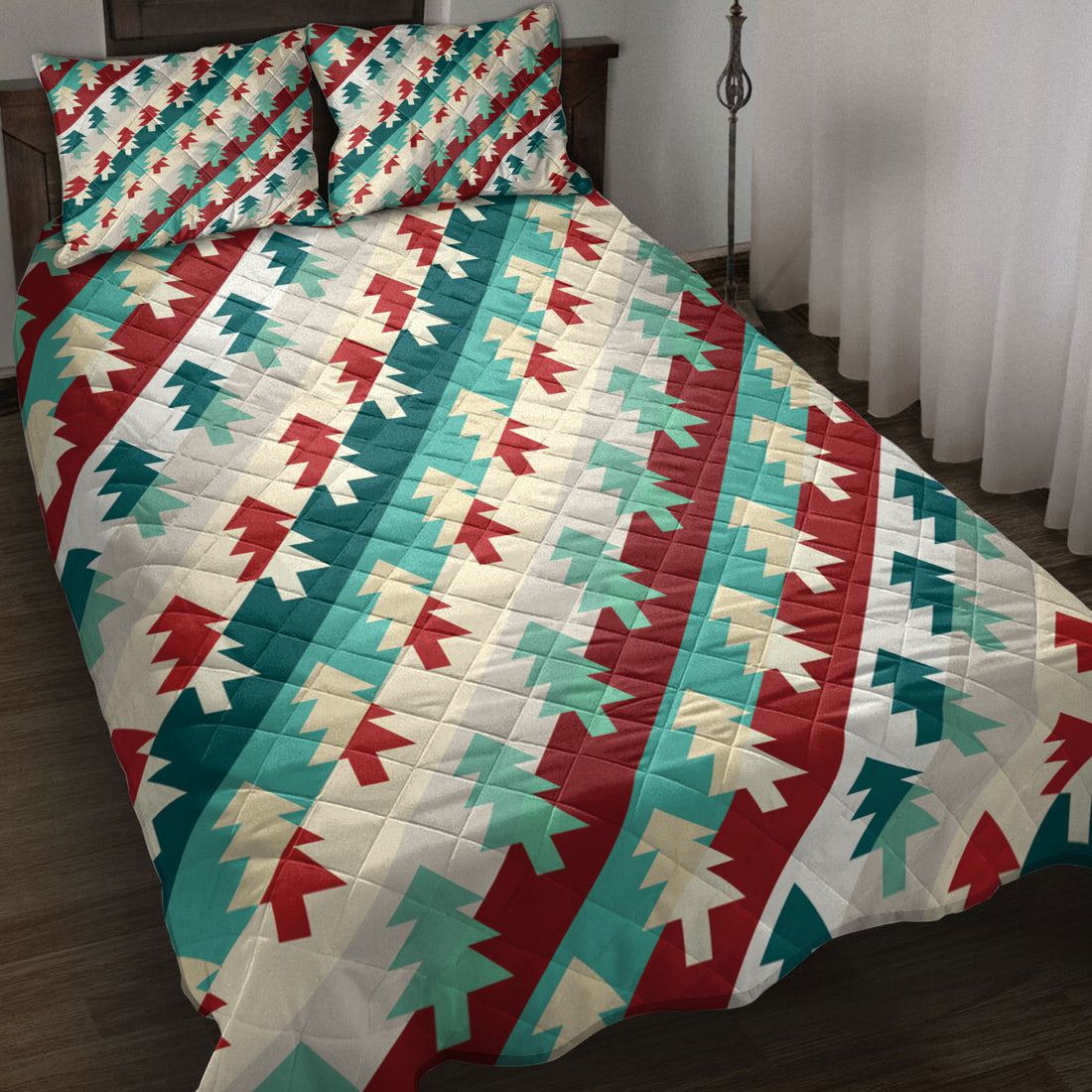 Ohaprints-Quilt-Bed-Set-Pillowcase-Christmas-Tree-Coloful-Xmas-Pattern-Holiday-Season-Unique-Gifts-Blanket-Bedspread-Bedding-3920-Throw (55'' x 60'')