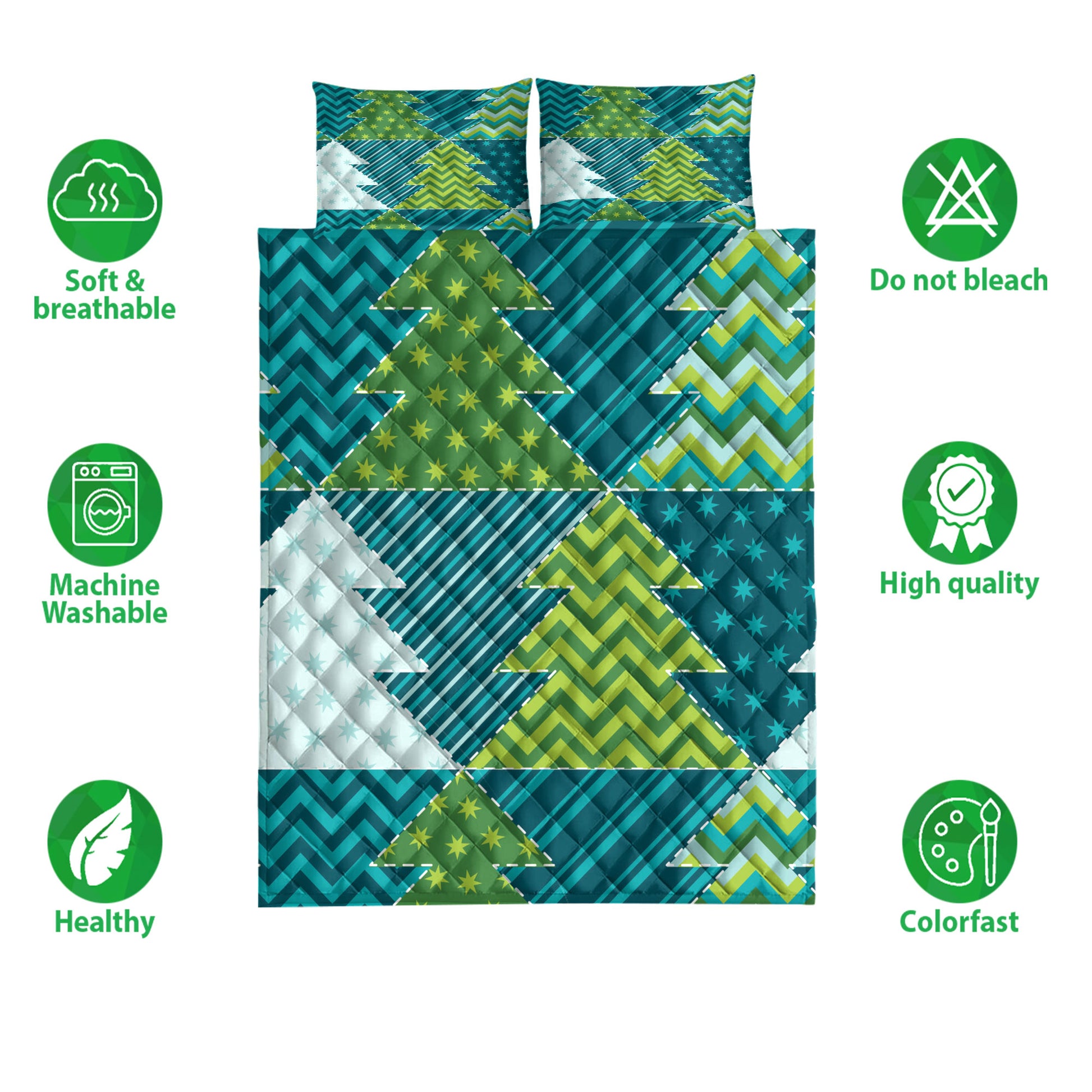 Ohaprints-Quilt-Bed-Set-Pillowcase-Christmas-Tree-Traditional-Pattern-Xmas-Holiday-Unique-Gifts-Blanket-Bedspread-Bedding-3922-Double (70'' x 80'')