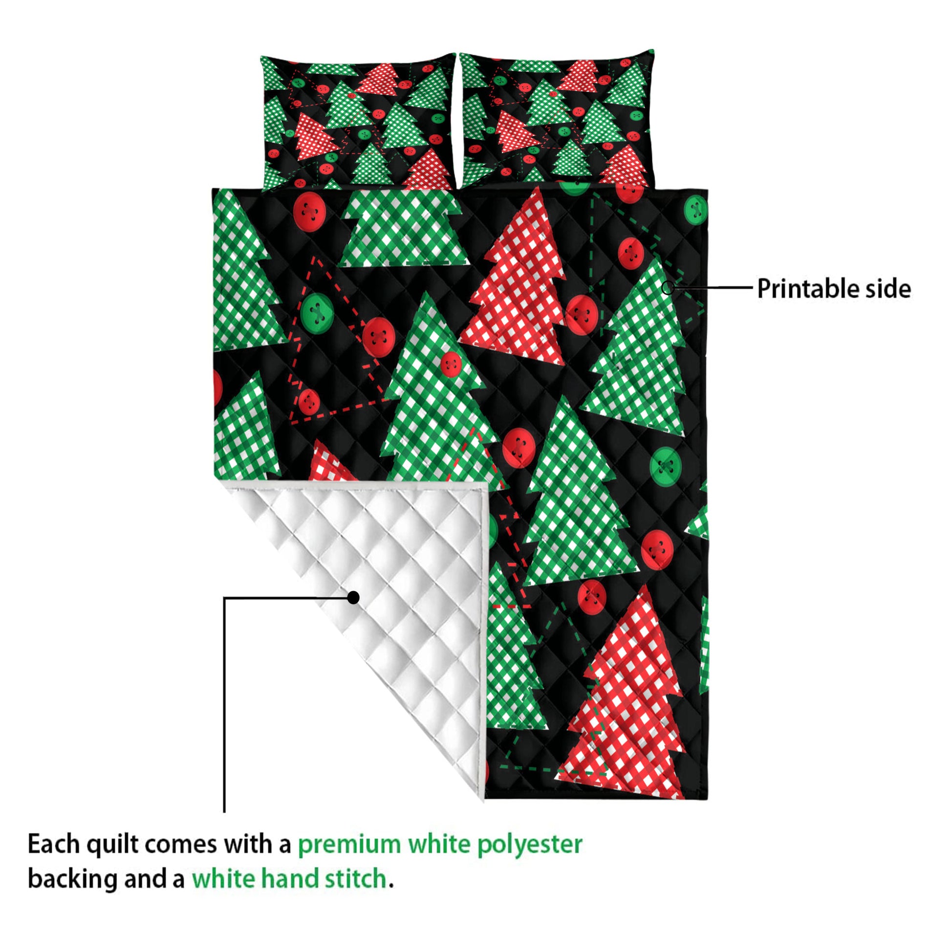 Ohaprints-Quilt-Bed-Set-Pillowcase-Christmas-Tree-Red-Green-Plaid-Pattern-Xmas-Holiday-Unique-Gifts-Blanket-Bedspread-Bedding-3927-Queen (80'' x 90'')