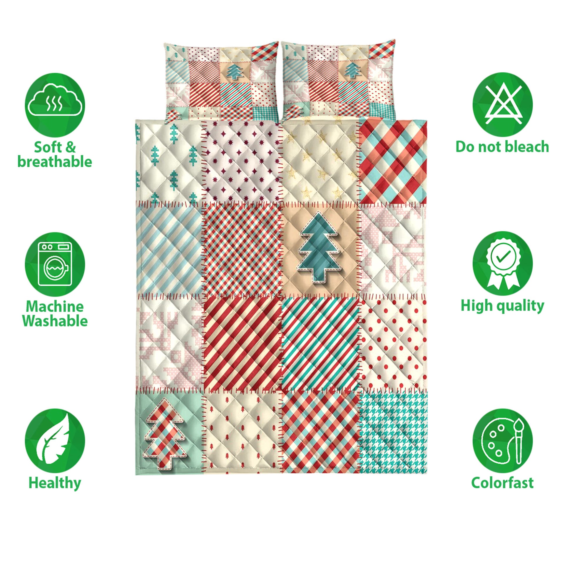 Ohaprints-Quilt-Bed-Set-Pillowcase-Christmas-Textile-Quilting-Pattern-Xmas-Holiday-Unique-Gifts-Blanket-Bedspread-Bedding-3928-Double (70'' x 80'')