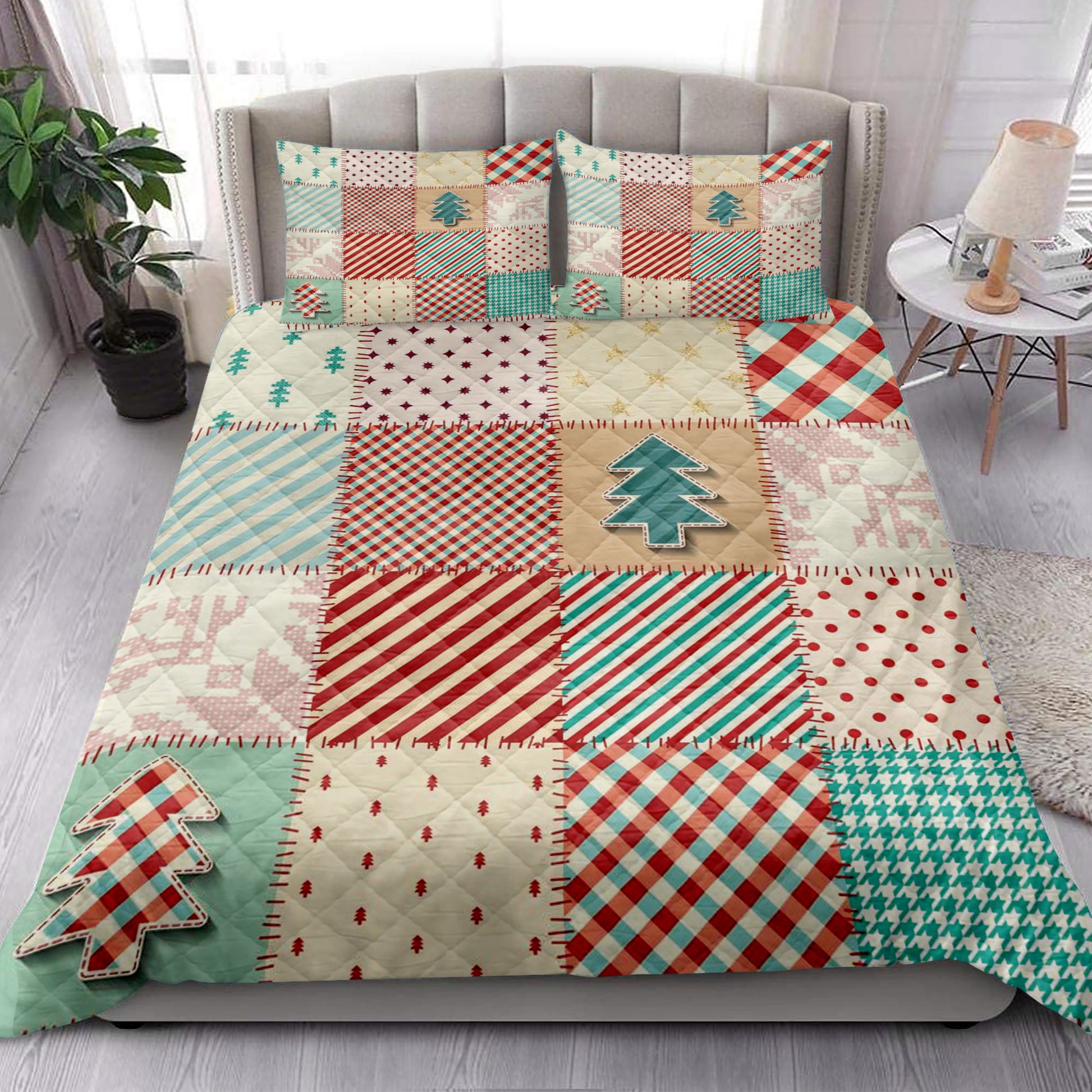 Ohaprints-Quilt-Bed-Set-Pillowcase-Christmas-Textile-Quilting-Pattern-Xmas-Holiday-Unique-Gifts-Blanket-Bedspread-Bedding-3928-King (90'' x 100'')