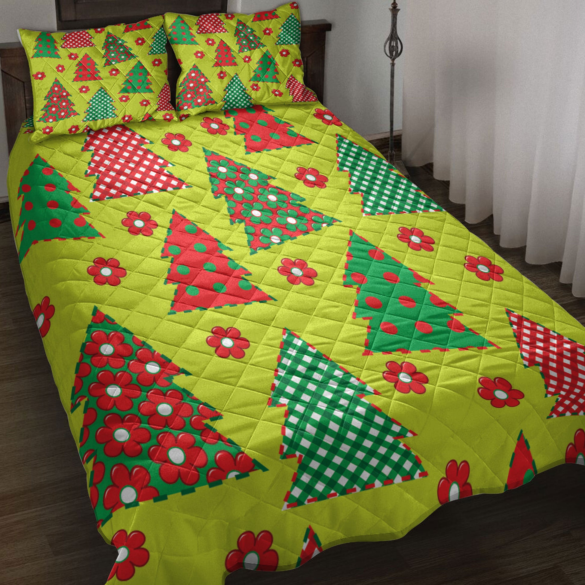 Ohaprints-Quilt-Bed-Set-Pillowcase-Christmas-Wrapping-Paper-Flower-Red-Plaid-Xmas-Holiday-Unique-Gifts-Blanket-Bedspread-Bedding-3931-Throw (55'' x 60'')