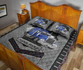 Ohaprints-Quilt-Bed-Set-Pillowcase-Blue-Truck-Trucker-Driver-Carbon-Stone-Custom-Personalized-Name-Blanket-Bedspread-Bedding-3567-King (90'' x 100'')