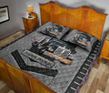 Ohaprints-Quilt-Bed-Set-Pillowcase-Black-Truck-Trucker-Carbon-Stone-Driver-Custom-Personalized-Name-Blanket-Bedspread-Bedding-3571-King (90'' x 100'')