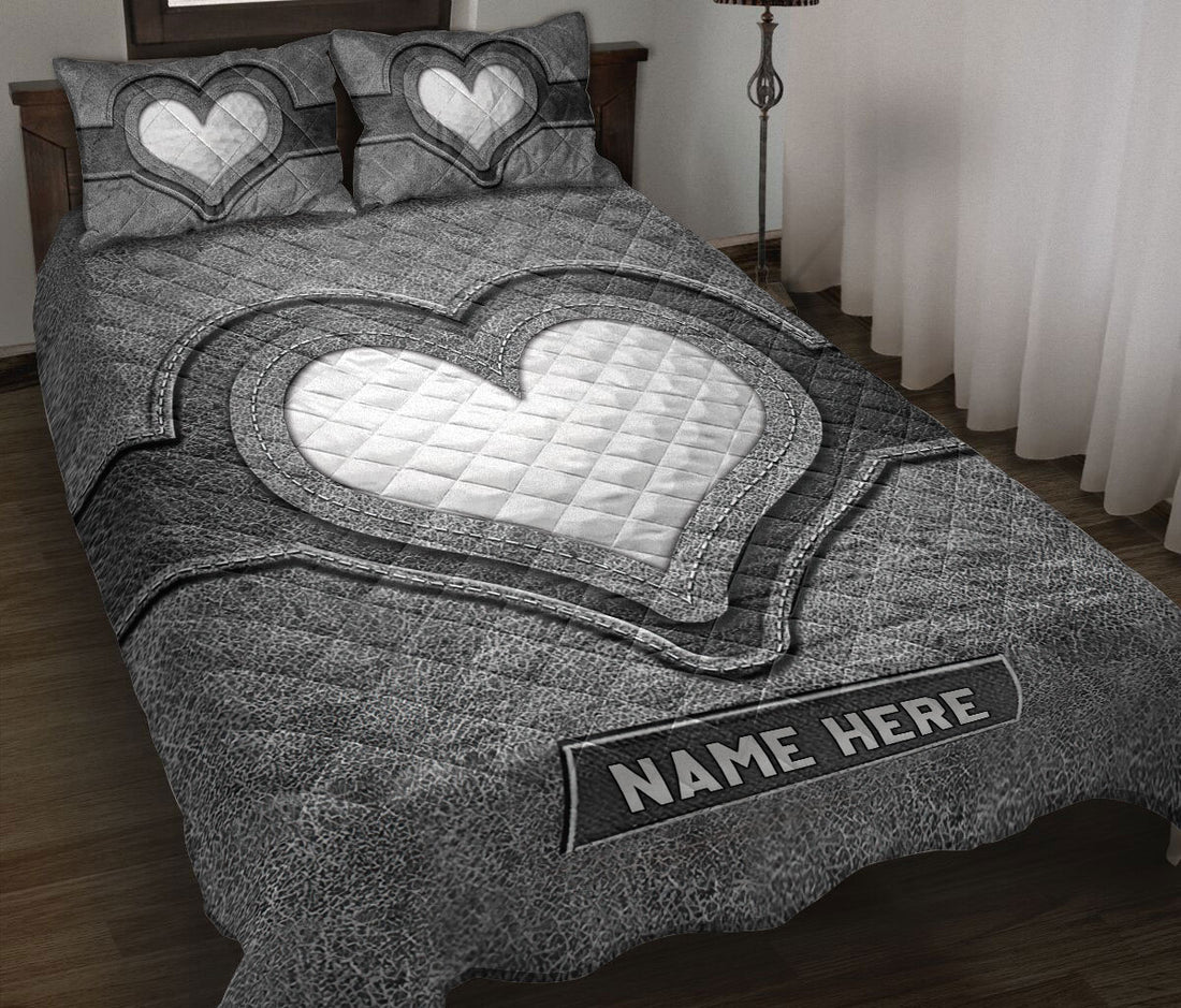 Ohaprints-Quilt-Bed-Set-Pillowcase-Golf-Heart-Gray-Pattern-Unique-Gift-Custom-Personalized-Name-Blanket-Bedspread-Bedding-3453-Throw (55'' x 60'')