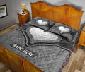 Ohaprints-Quilt-Bed-Set-Pillowcase-Golf-Heart-Gray-Pattern-Unique-Gift-Custom-Personalized-Name-Blanket-Bedspread-Bedding-3453-King (90'' x 100'')