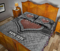 Ohaprints-Quilt-Bed-Set-Pillowcase-American-Football-Heart-Gray-Pattern-Unique-Gift-Custom-Personalized-Name-Blanket-Bedspread-Bedding-3156-King (90'' x 100'')