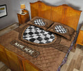 Ohaprints-Quilt-Bed-Set-Pillowcase-Racing-Checkered-Flag-Heart-Brown-Pattern-Custom-Personalized-Name-Blanket-Bedspread-Bedding-3361-King (90'' x 100'')