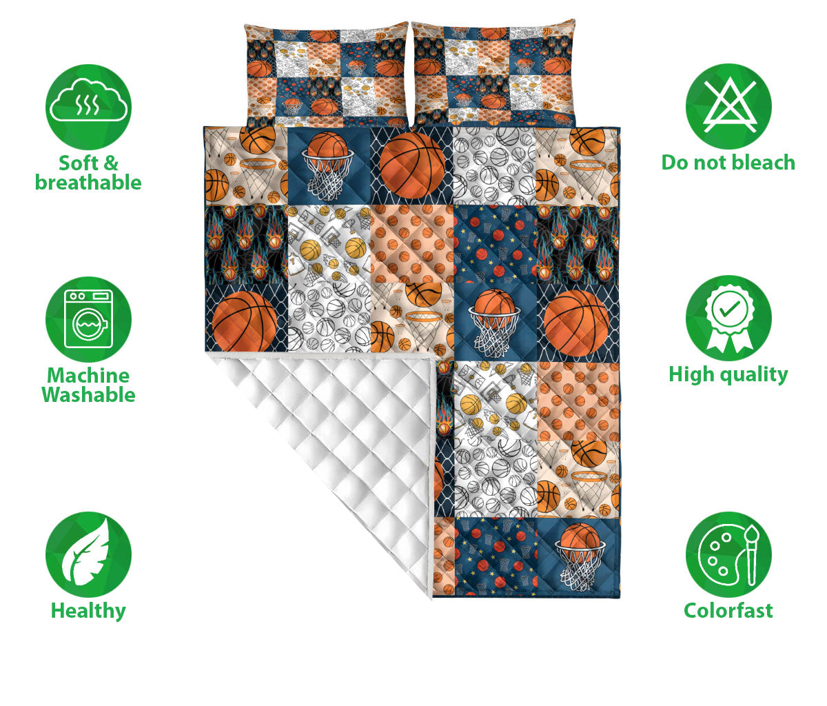Ohaprints-Quilt-Bed-Set-Pillowcase-Basketball-Pattern-Blanket-Bedspread-Bedding-1468-Double (70'' x 80'')