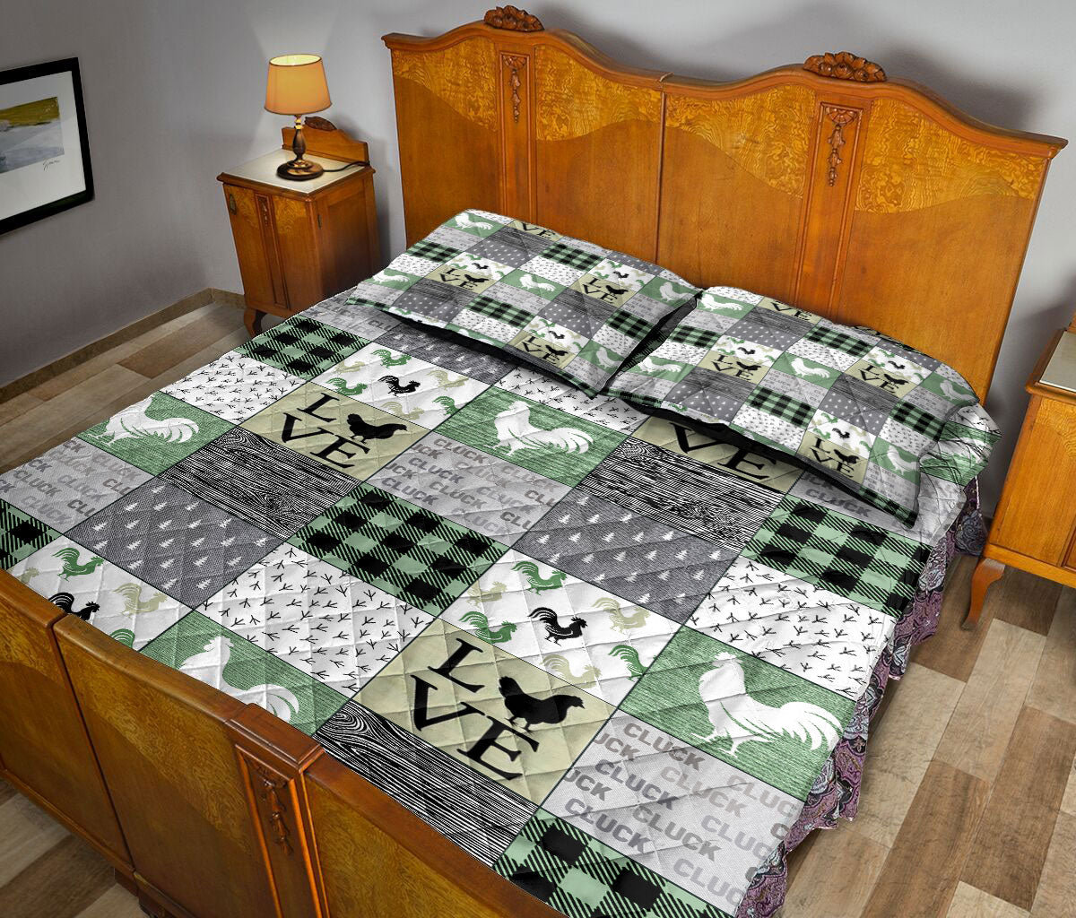 Ohaprints-Quilt-Bed-Set-Pillowcase-Funny-Chicken-Cluck-Cluck-Pattern-Blanket-Bedspread-Bedding-2056-Queen (80'' x 90'')